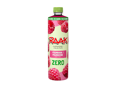 Raak Vruchtensiroop Framboos Zero Sugar pet 75cl