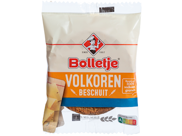Bolletje Beschuit Volkoren per stuk verpakt 12gr