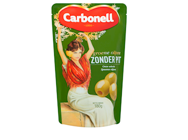 Carbonell Groene olijven zonder pit zak 180gr